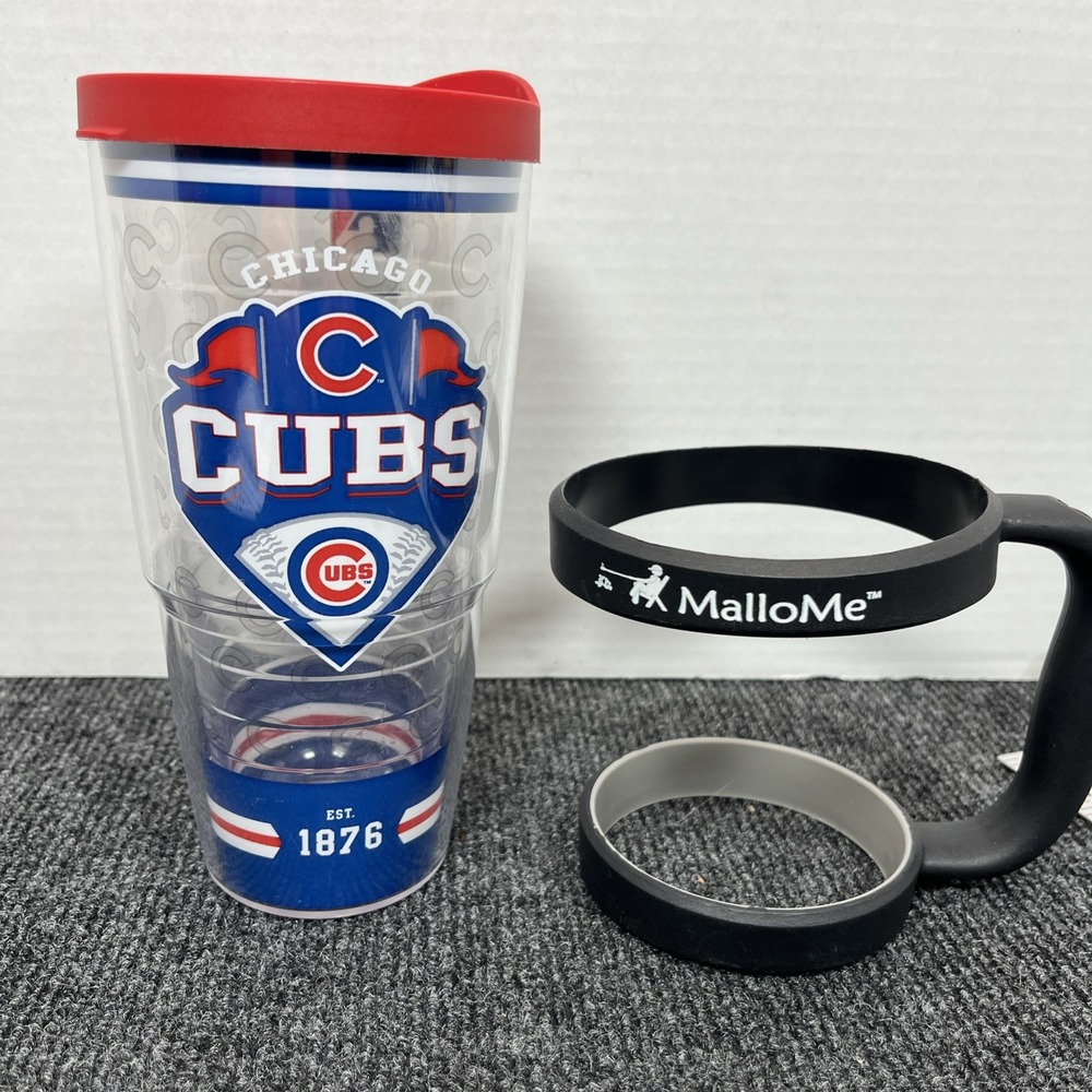 Chicago Cubs Tervis 24 oz Tumbler Cup Slide Closure Lid Baseball NBL W/ Handle
